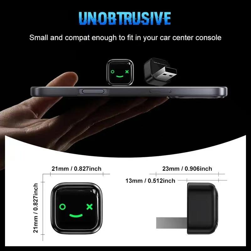 Wireless Carplay Adapter for iPhone Android, Quick Auto Connect Low Latency Hands-Free Calling M12 Wireless Encryption Key Fob Carplay Converter