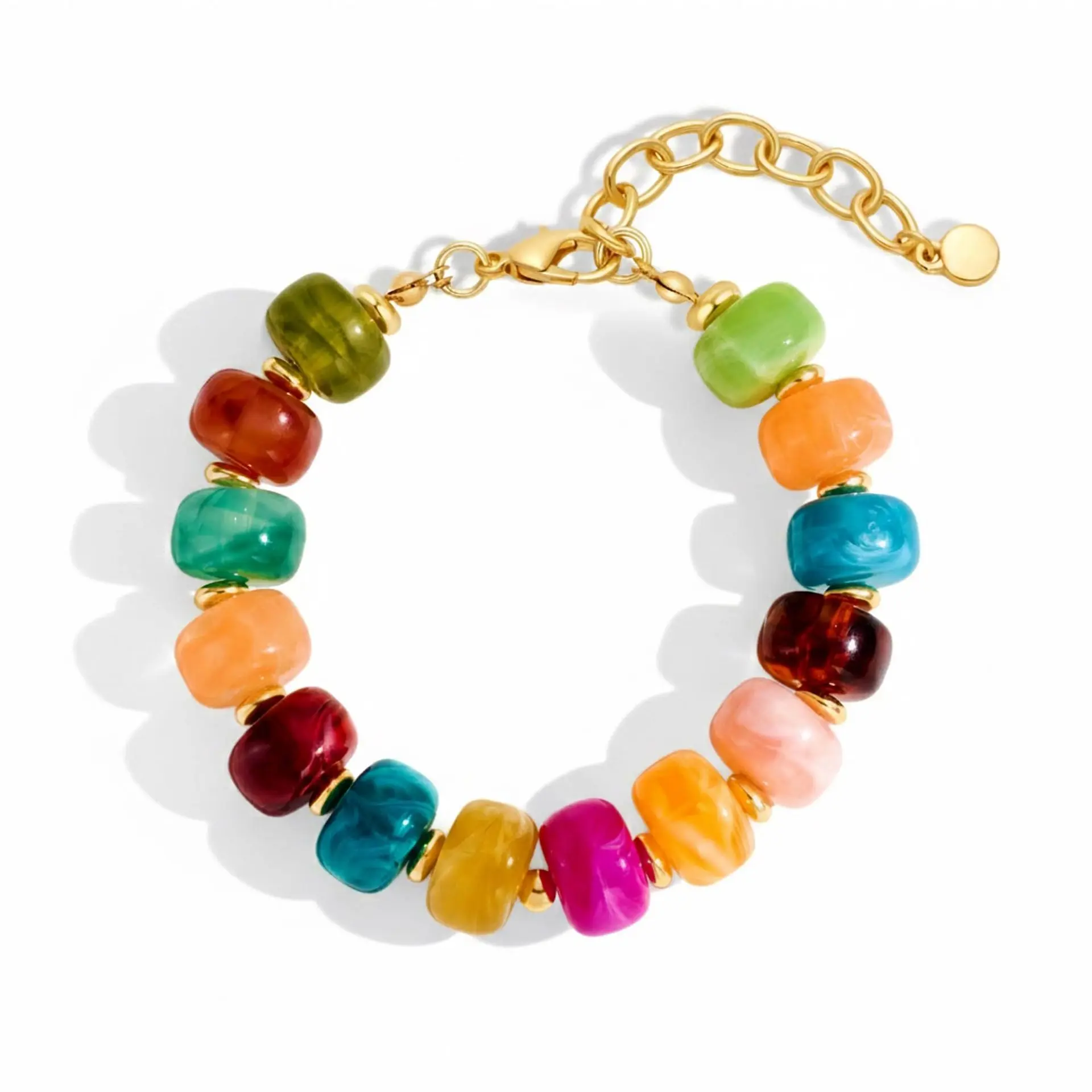 Women's Retro Boho Jewelry Set, Colorful Acrylic Beads Necklace & Unisex Stackable Bracelet, Casual Daily Street & Party Fashion, Choking Hazard Small Parts