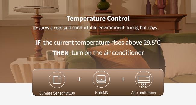 /Zigbee Climate Sensor W100,Temperature and Humidity Monitoring,Remote HVAC, 3 Customizable Buttons,Works with HomeKit, Alexa, & More