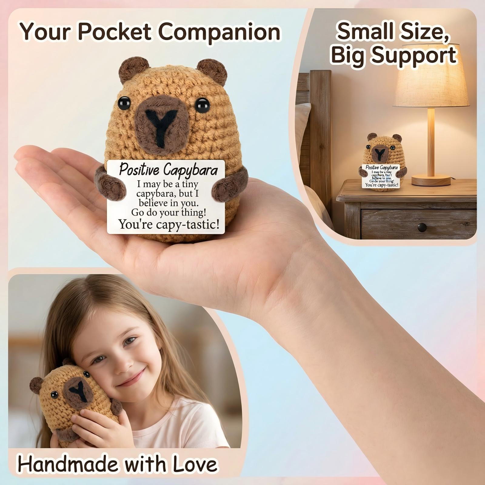 Cute Mini Hand-Knitted Capybara Plush Toy, Healing Emotional Support Doll, Soft Squeezable Stress Relief Decor, Perfect Christmas Presents, Holiday Gifts, Birthday Gifts for Women Men, Teacher Appreciation Gifts, Portable Bag Pendant, Desk Ornament, Warm