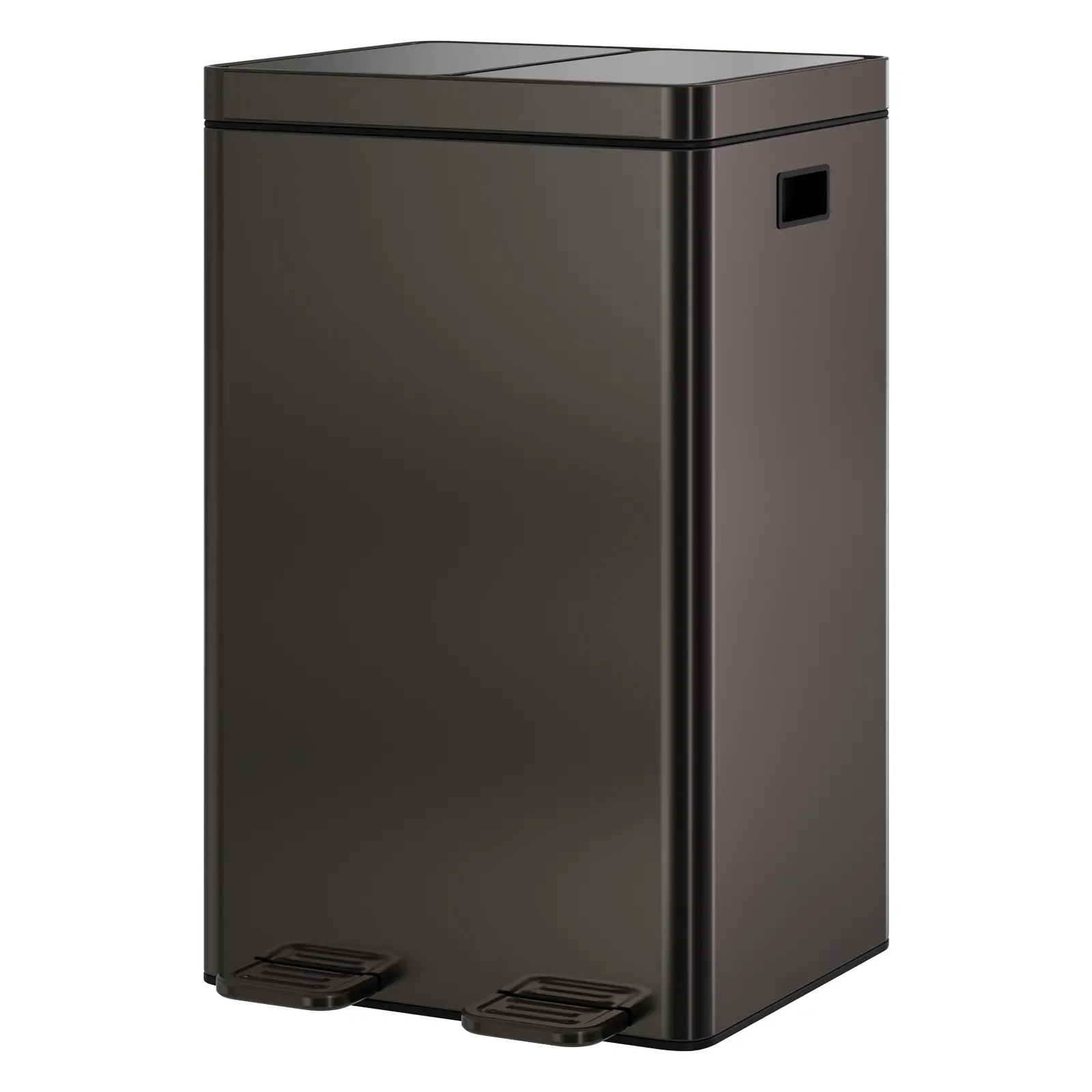 Dual Compartment Stainless Steel Trash Can – 2x8 Gallon (60L) Soft-Close Foot Pedal Bin with Removable Buckets, Silver Waste & Recycling Container