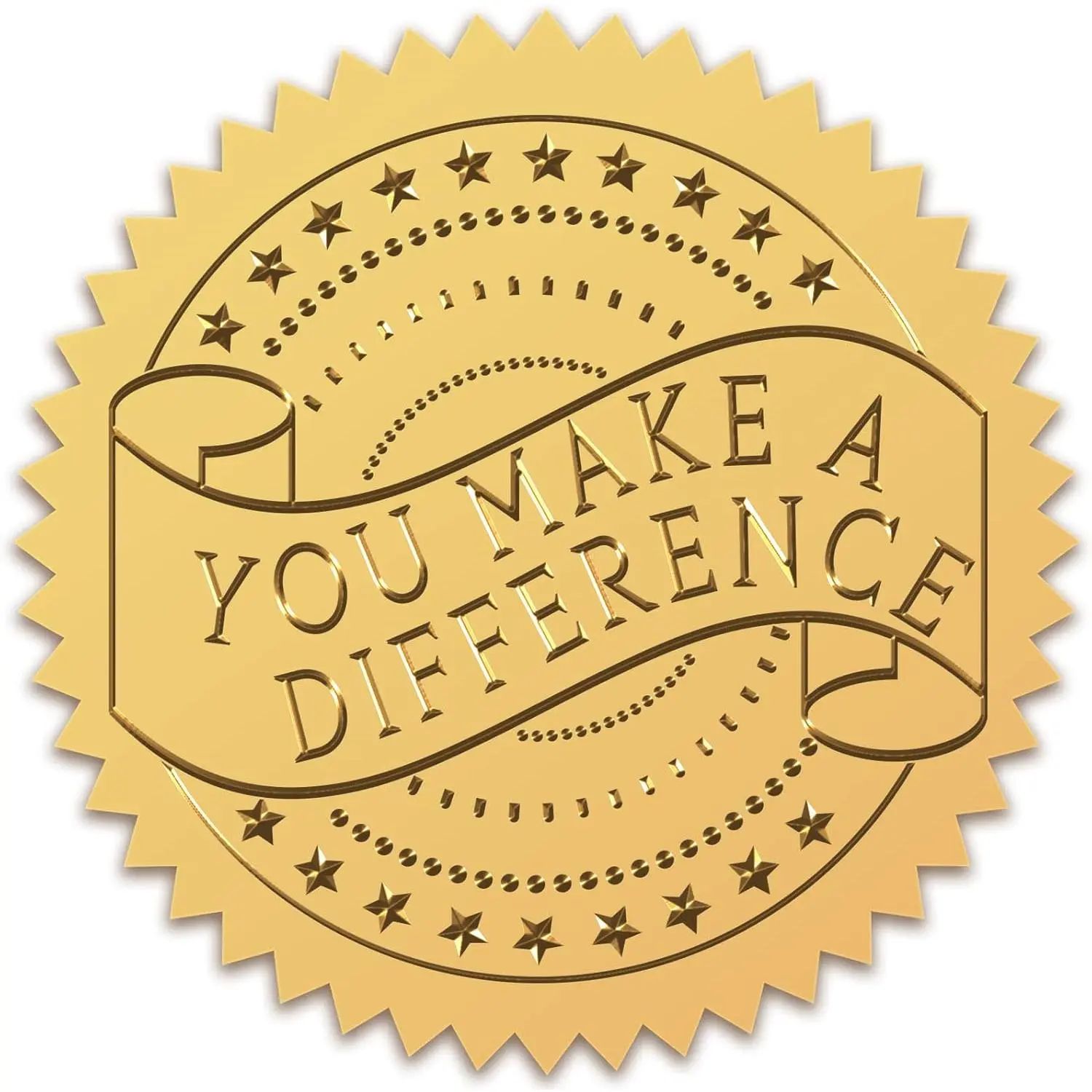 2" You Make a Difference  Foil Stickers Embossed Certificate Seals Round Self Adhesive Embossed 100 count Medal Decoration Labels for Envelopes Diplomas Awards Achievements Graduation