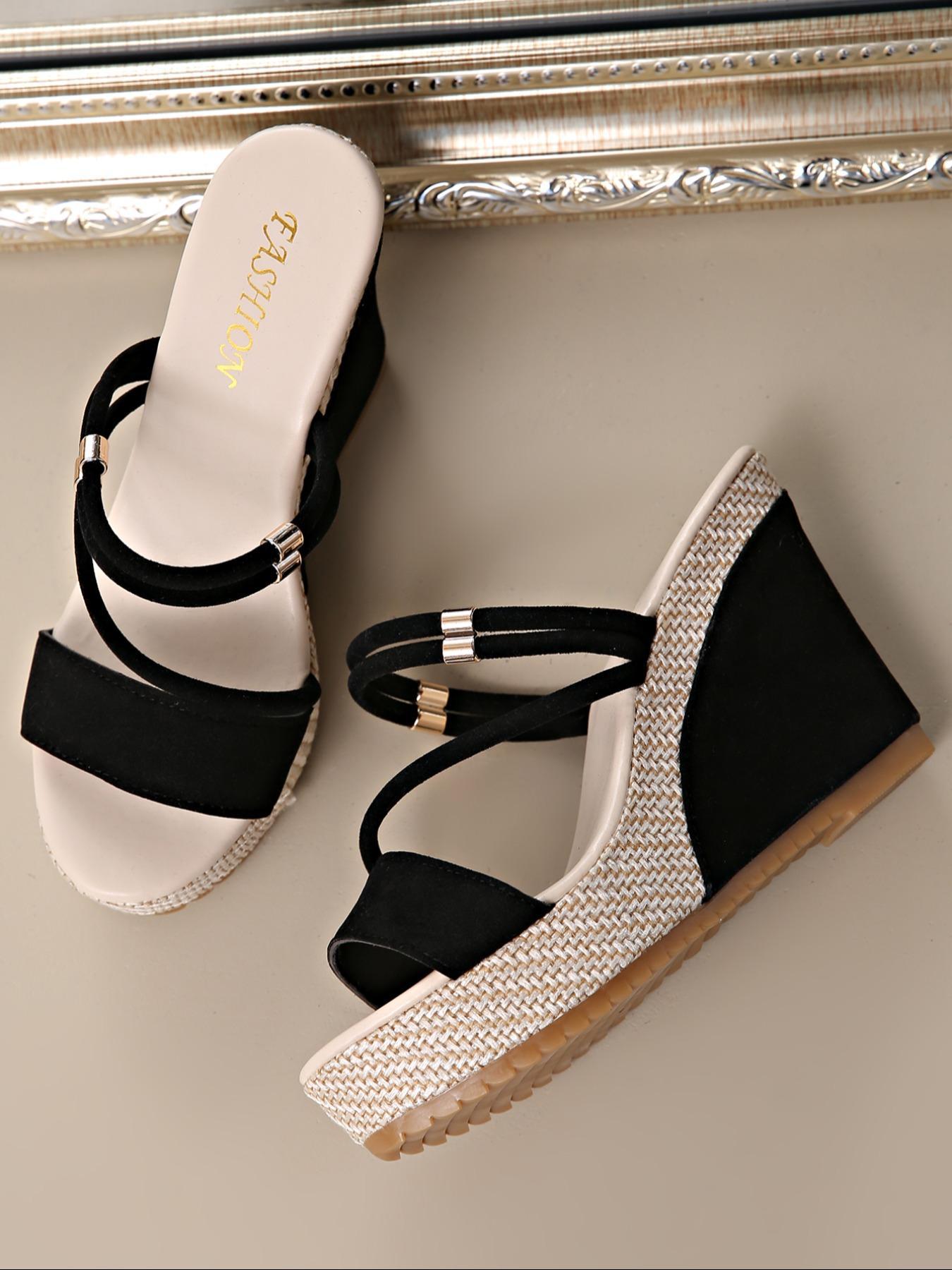 Women's Fashionable Ethnic Pattern Design Platform, Casual Comfortable Ankle Strap Wedge Heeled Sandals for Daily Wear, Trendy All-match Sandals for Women & Girls, Walking Shoes