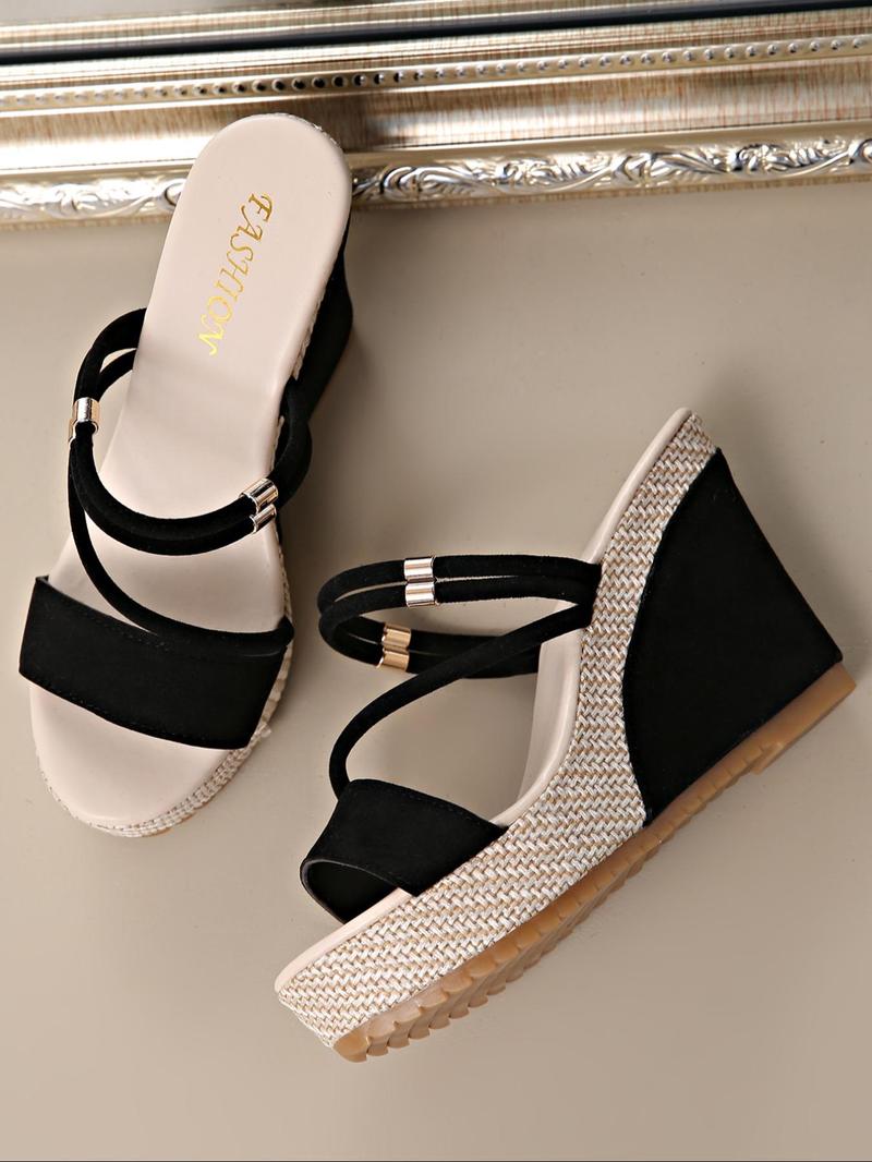 Women's Fashionable Ethnic Pattern Design Platform Wedge Sandals, Casual Comfortable Heeled Strap Sandals for Daily Wear, Trendy All-match Sandals for Women & Girls, Walking Shoes