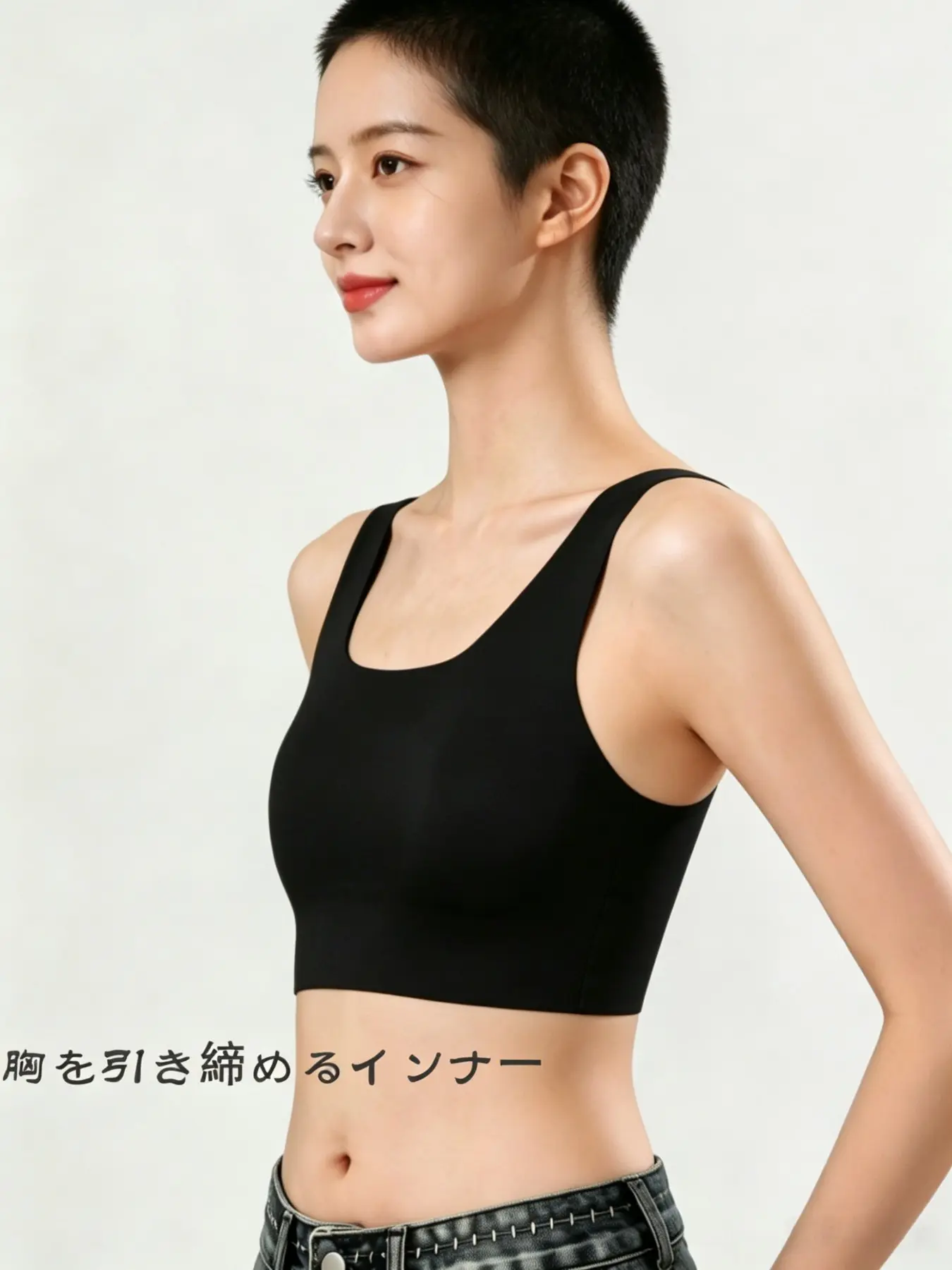 Wireless invisible strapless vest, women's seamless corset bra, wide shoulder strap design, light and breathable fabric, breathable bras, girls disguise as boys, tomboy corset underwear, large and small chest effect, flat chest shaping