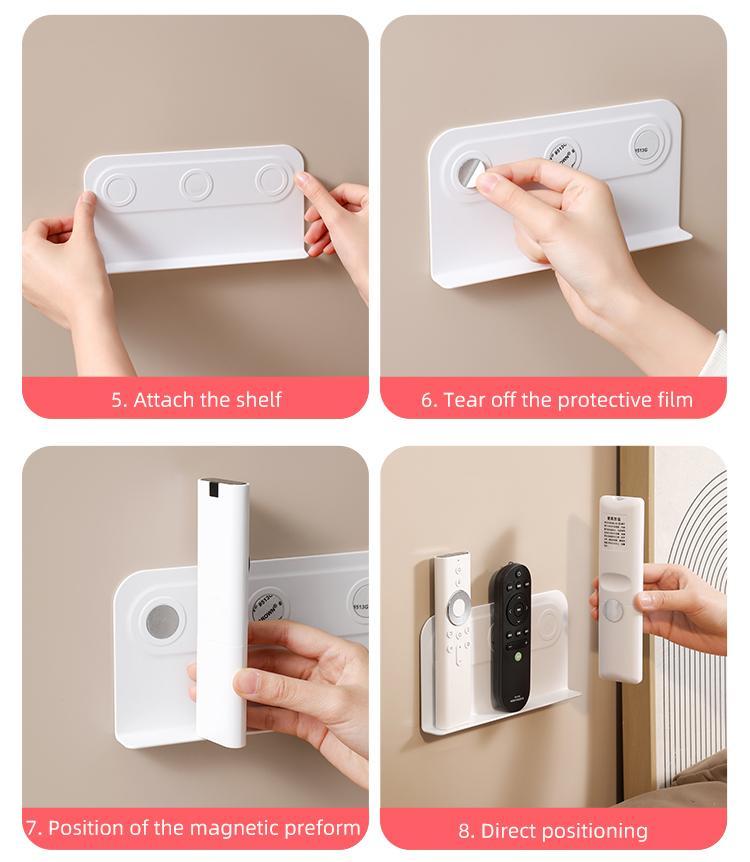 Remote Control Magnetic Tape Storage, Wall Mounted No Drilling, Wall Mountable, Strong Magnetic Patch Plug Board, Fixed Hook, Space-Saving Design, Easy Installation, Room Organizers