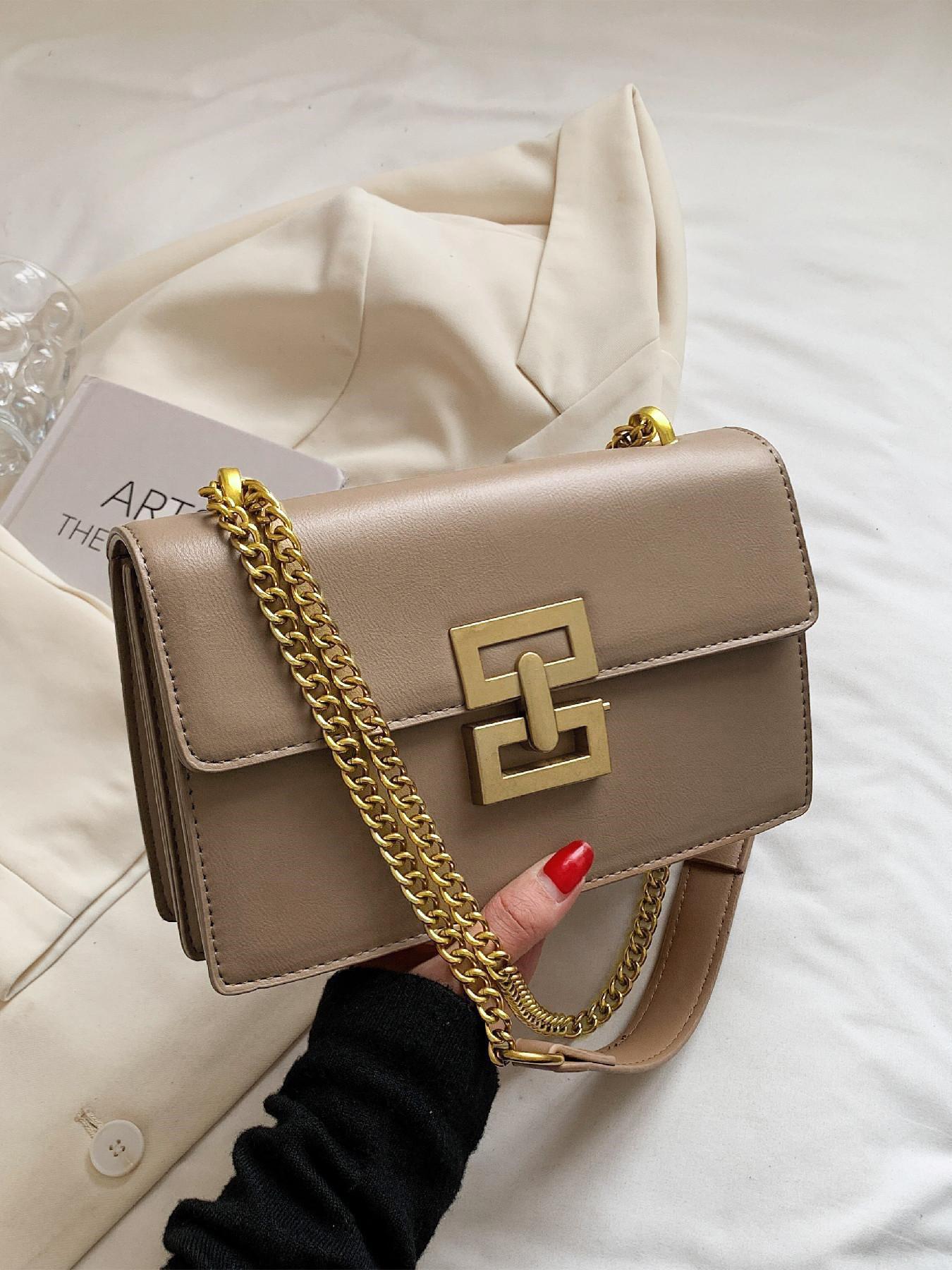 Fashion Chain Strap Quilted Pu Leather Square Bag, Simple Plain Rhombus Embossed Fashionable Crossbody Bag, with Adjustable Shoulder Strap, Daily Commuting for Women, Handbag Shoulder Bag