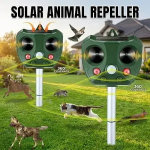 Solar Ultrasonic Animal Repeller Outdoor, Motion Sensor Pest Deterrent, IP65 Waterproof, Snake Repellent, Repels Snakes, Birds, Rats & Rodents for Yard Garden Farm