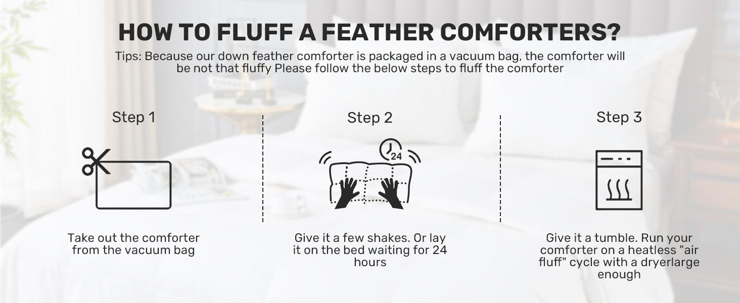 Goose Feather Comforter Queen Size, 100% Cotton Duvet Insert All Season, White Bed Comforter Quilted with 8 Corner Tabs Hotel Luxury Duvet Insert, 90 x 90 Inch, Machine Washable