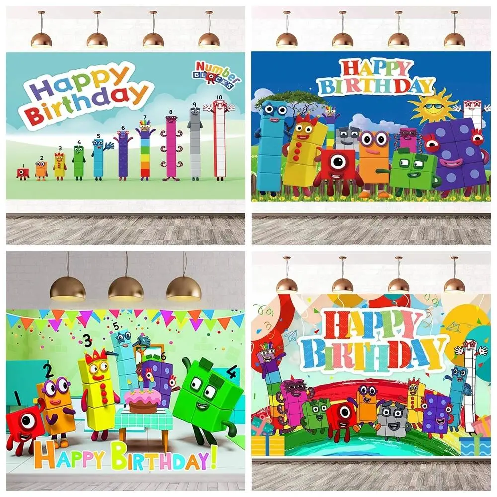 Number Building Blocks Rainbow Backdrop Custom Name Photo Kids Birthday Baby Shower Cake Smash Photography Educational Decor