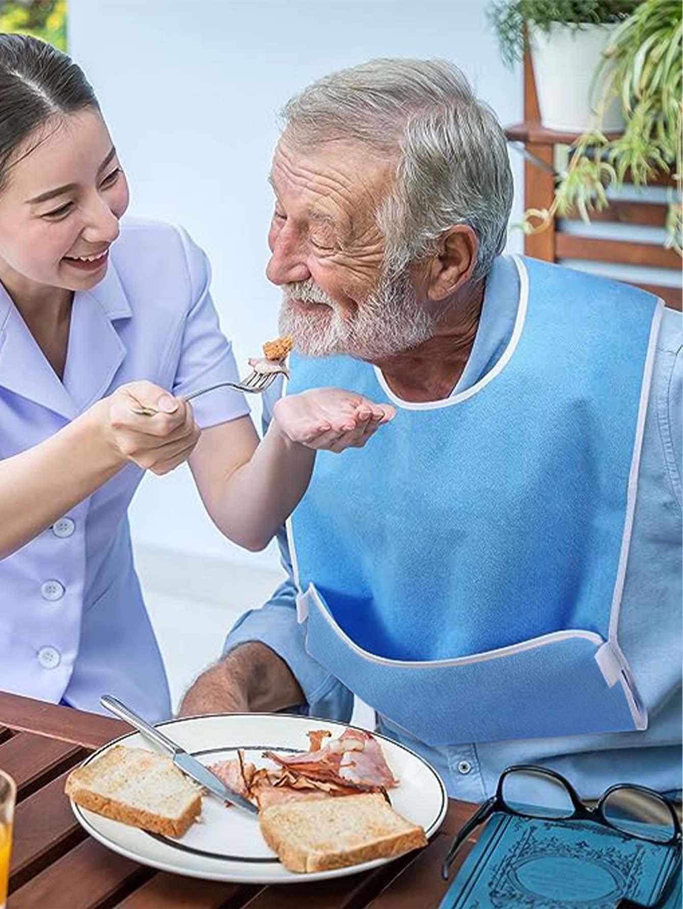 Waterproof Adult Eating Apron with Food Catcher Pocket Washable Stain-Resistant Mealtime Bib for Elderly Senior Care Disability Eating Assistance Post-Surgery Rehabilitation Daily Dining Support Adjustable Comfortable Clothing Protector for Home Car