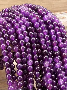 Natural Amethyst Loose Beads - 4/6/8mm Natural Stone Round Beads for Jewelry Making, Handmade Necklaces, Bracelets, Earrings, Anklets, DIY Jewelry Accessories, Crystal Beaded