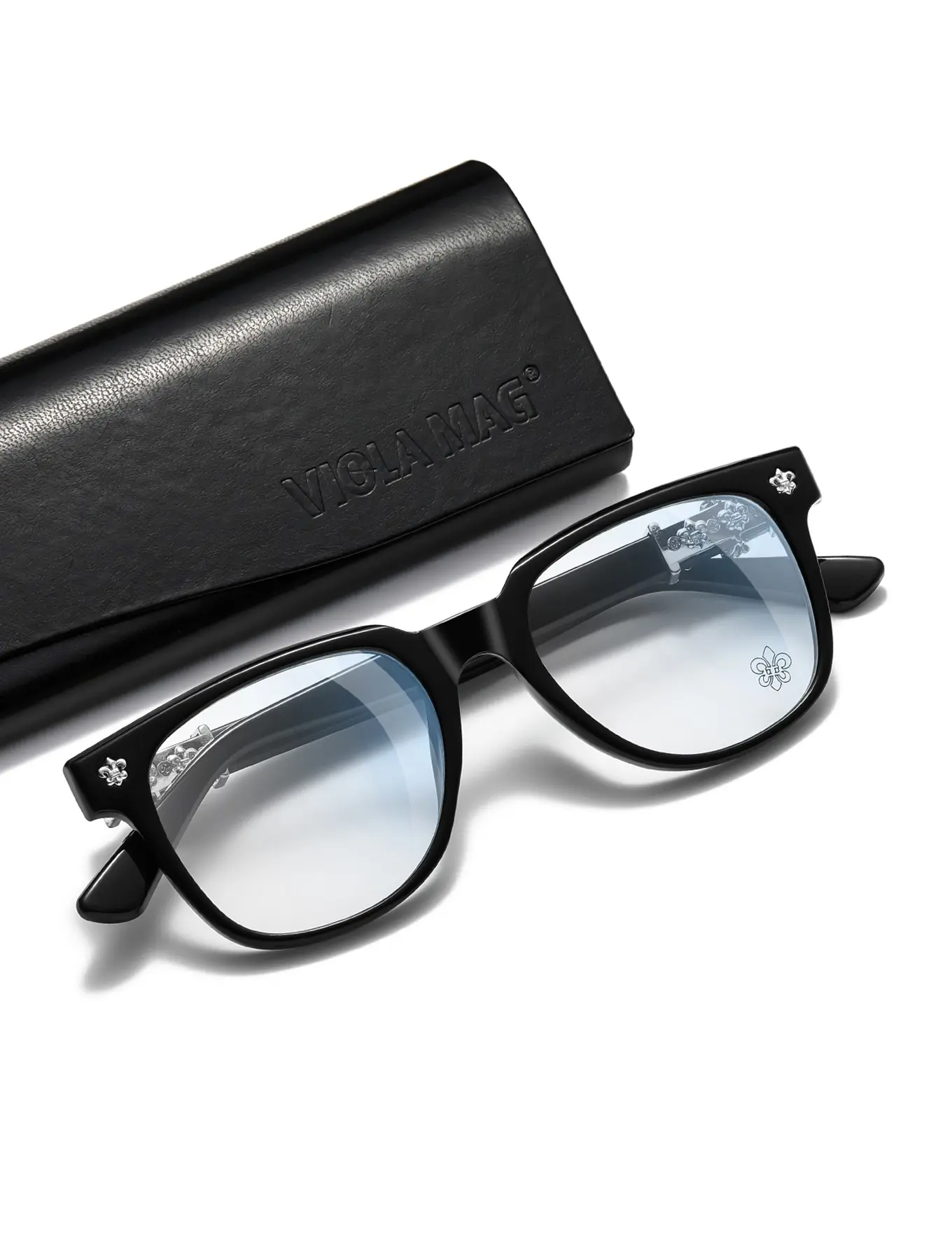 Classic Square Retro Eyeglass Frame, Square Frames Eyeglasses, High-End Metal Decorative Blue Light Blocking Glasses, Includes Case and Other Accessories