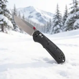 1pc 565 Folding Knife, Carbon Fiber Handle, Non-Slip Grip, Lightweight Fruit Knife, Multi-Functional Pocket Knife, Camping Fishing Gear, Christmas Gift, Men's Gift