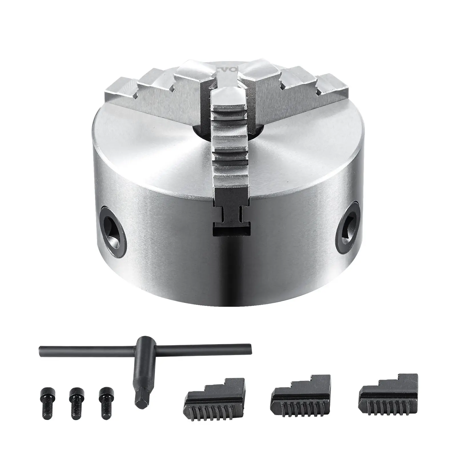 【DealsForYouDays】VEVOR 3-Jaw Lathe Chuck, 6'', Self-Centering Lathe Chuck, 0.14- 6.3 in/3.5-160 mm Clamping Range with T-key Fixing Screws Reversible Jaws, for Lathe 3D Printer Machining Center Milling Drilling Machin