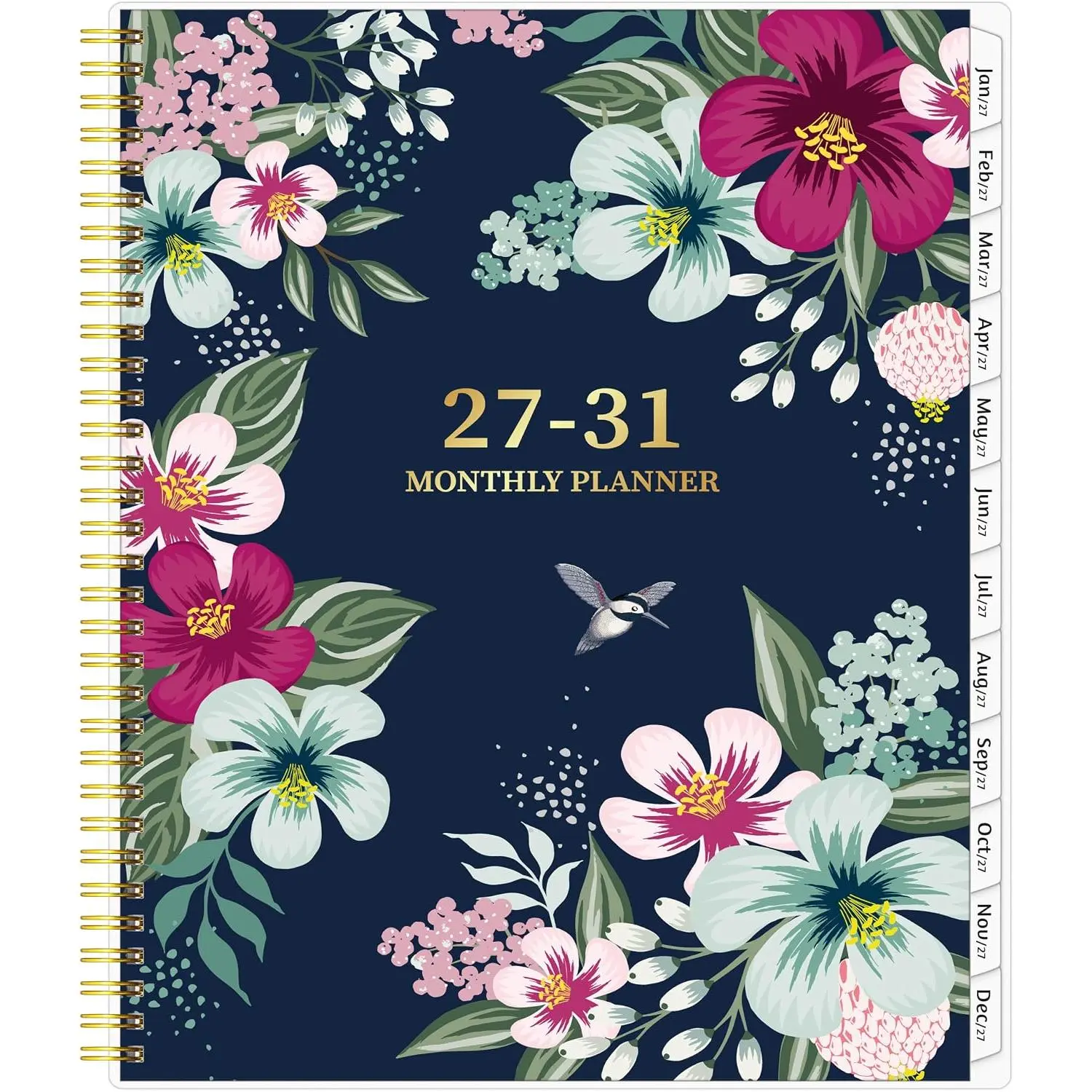 Monthly Planner 2027-2031, 5-Year Calendar Planner 2027-2031, Jan 2027 – Dec 2031, 8.5 x 11 In, Ruled Spread, Flexible Cover, Spiral Wirebound, Pocket, 60 Coated Monthly Tabs, Notes & Habit , A4 Planner