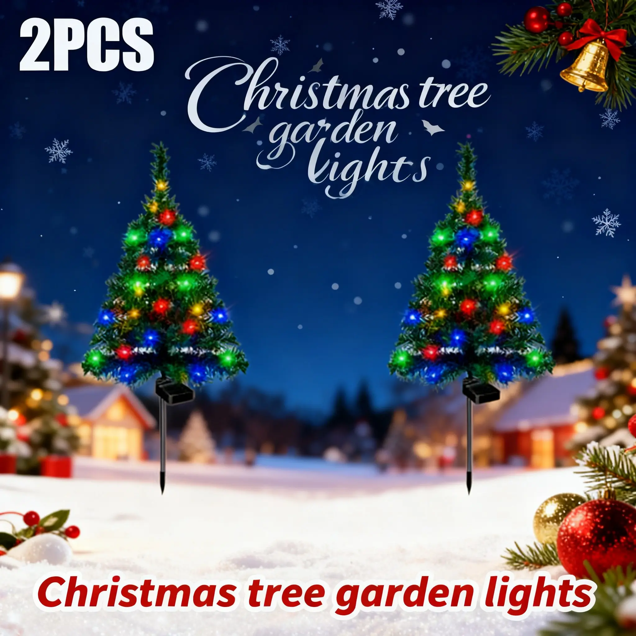 Christmas solar decorative light set, solar Christmas tree, Christmas party tree decoration garden lights, outdoor solar energy-saving decorative lights - IP65 waterproof, suitable for front path, yard, lawn, and garden decoration