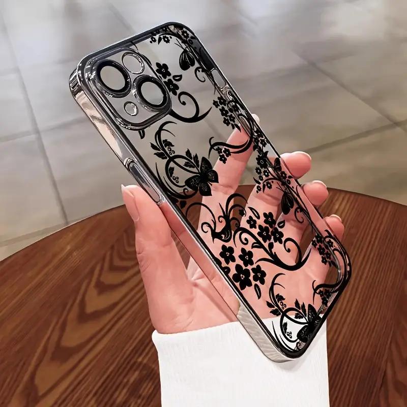 A high-quality transparent phone case with vine flower design, perfect as a birthday gift for teenagers, for iPhone 17 Air/16 Plus/15 Pro Max/14 Pro/13/12/11, protective accessory/JTDDTPU10