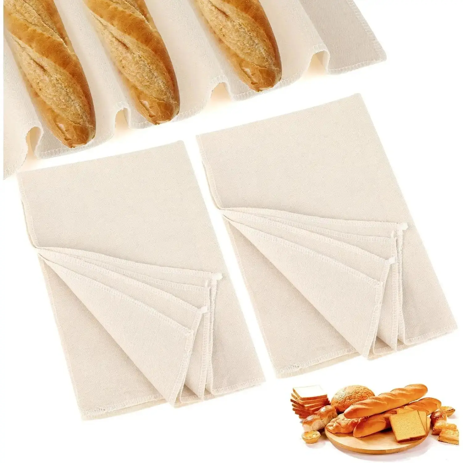 2PCS Proofing Cloth for Bread Baking 14x18 Inches Linen Cloth Reusable Bread Proofing Cloth Thick Baking Bread Cloth for Dough, Baguettes, Loaves, Pastry, Homemade Bread