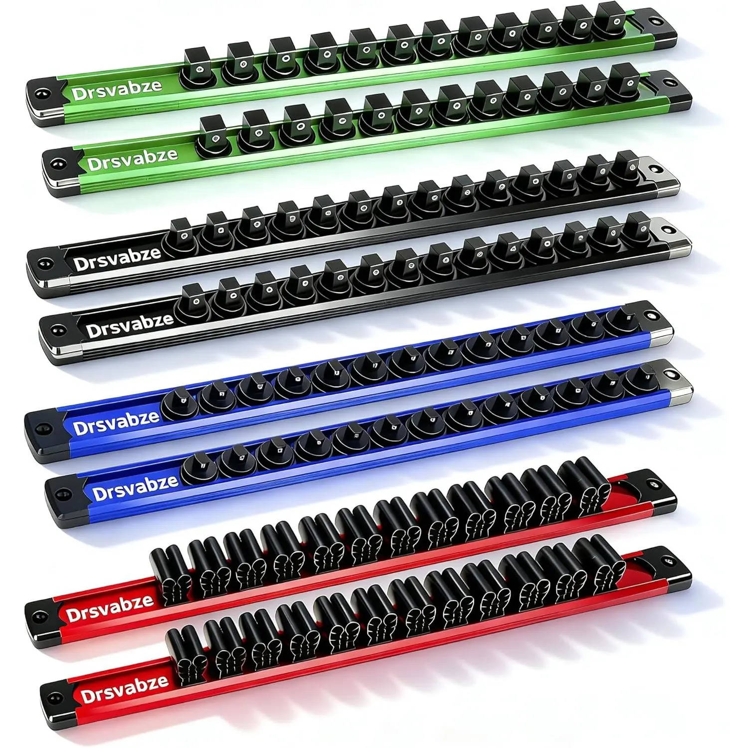8-Piece Organizer and Screwdriver Organizer Set, Holder Set 1/4", 3/8", 1/2" Drive and Screwdriver Clips-Total 104 Slots (not Included, Just Organizers)