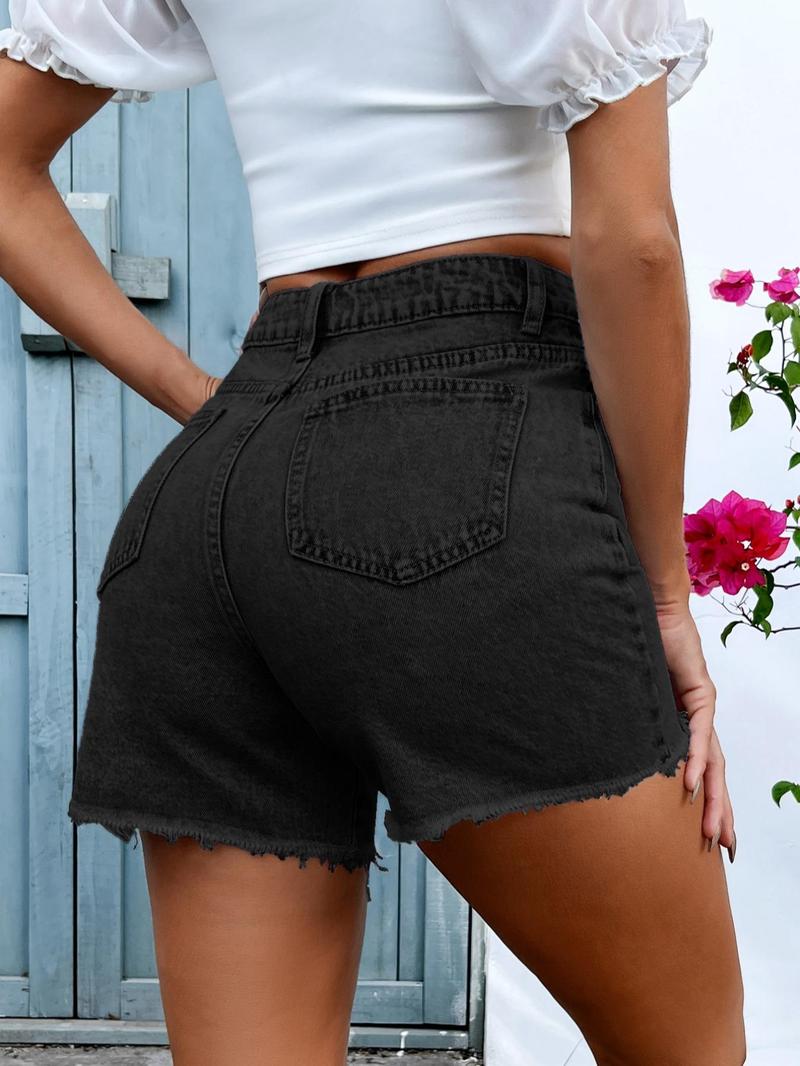 Women's Denim Shorts, Fashion Casual High Rise Shorts for Daily Outdoor Wear, Ladies Bottoms for Summer