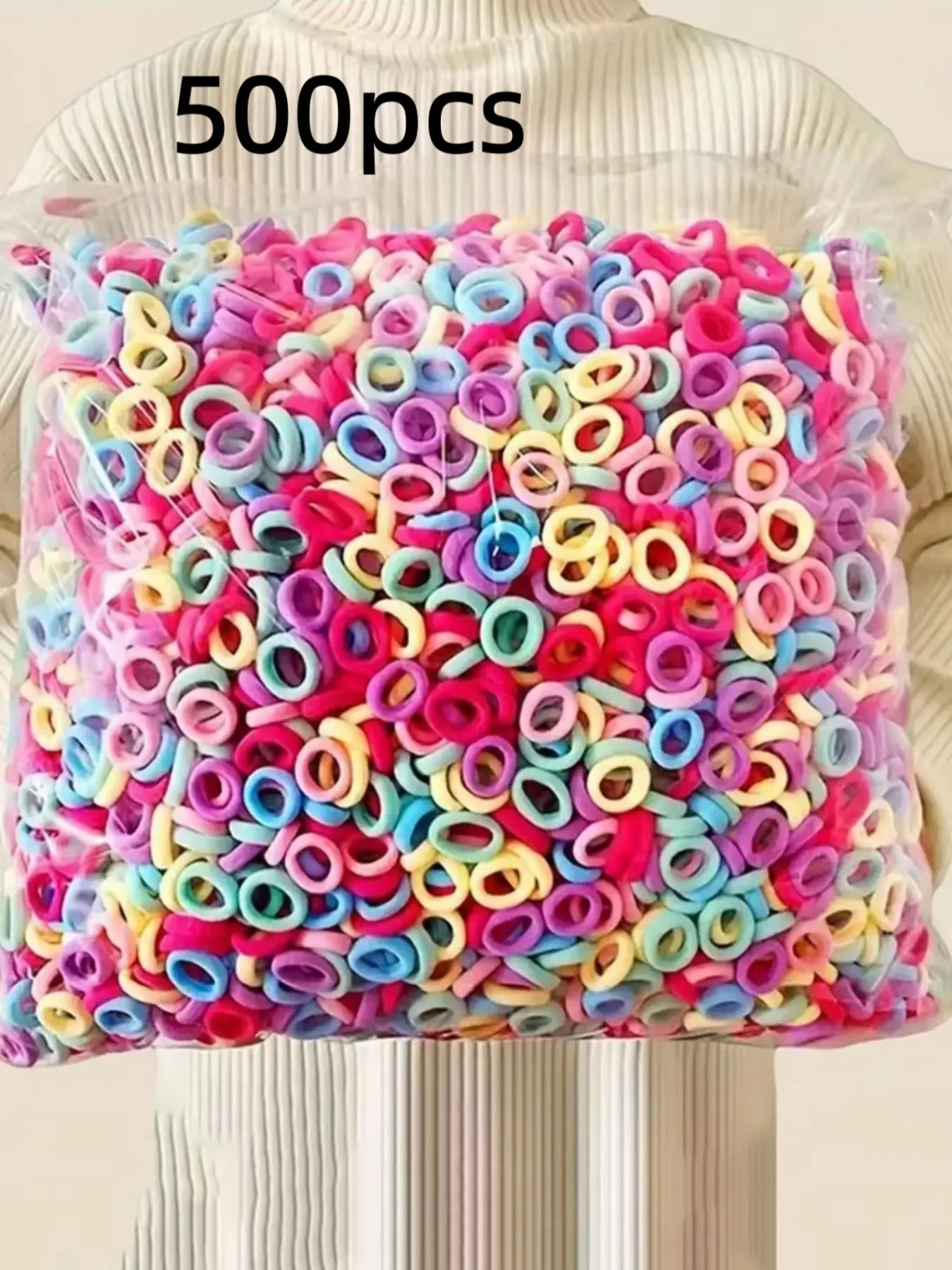 500 Mixed Color Cartoon Elastic Hair Bands, Cute Baby Girl Hair Ties, Hair Accessories Set, All Season Plain Style, Hair Decor, Elastic Hair Accessory, Hairstyle Accessory