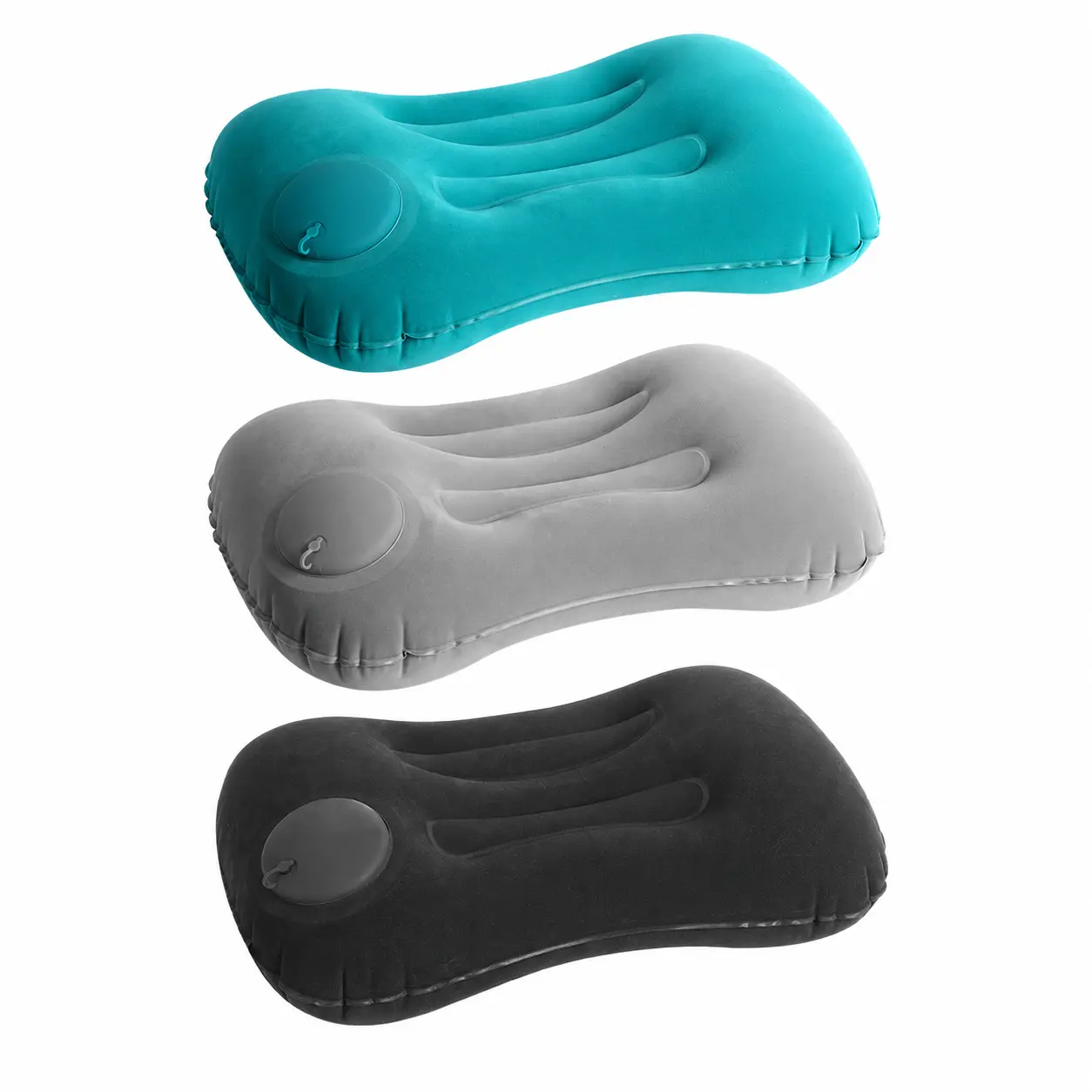 Cooling Milk Silk Press Inflatable Travel Pillow, No Mouth Blowing Ergonomic Foldable Lumbar Cushion for Car Office Airplane Camping