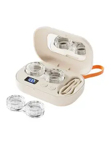 Compact contact lens cleaner with two cleaning modes, suitable for hard, soft, and multi-colored contact lenses