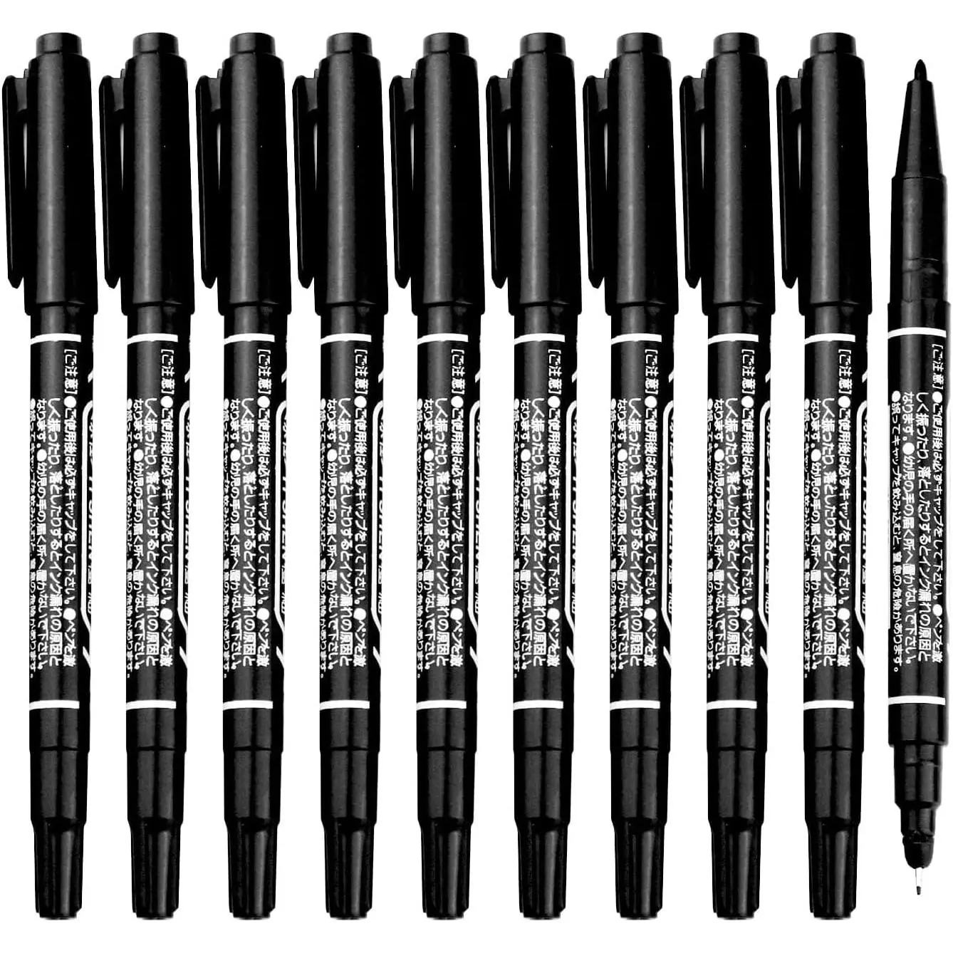 double-Side Marker Black Felt Tip Pens - 10 Set, Black  Tip Brush Pens Art Markers Set, Brush & Fine Tip Marker for Art Drawing