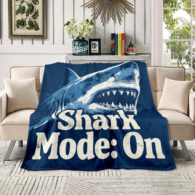 The Ultimate Shark Lover’s Blanket: "Shark Mode: On" Retro Graphic Design, Super Soft Flannel, Printed In The USA, Ships Next Day, Viral On TikTok