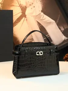 Luxury Alligator Print Mini Kelly Bag, Glossy Patent Leather Chain Bag, Fashion Shoulder Crossbody Women's Handbag, Stylish and Elegant Design