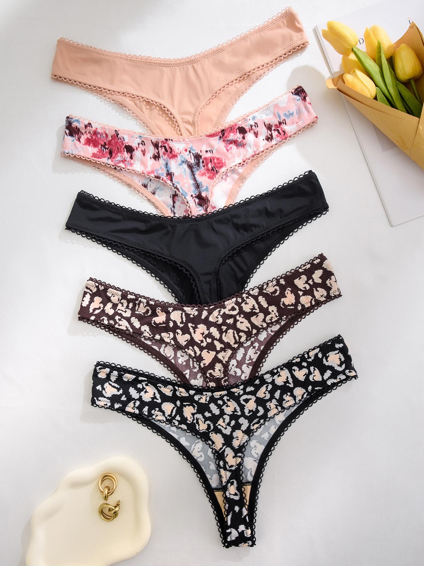 Women's All Over Print Thong, Soft Comfy Breathable Knicker for Daily Wear, Underwear for All Seasons, Fashion Comfy Underwear