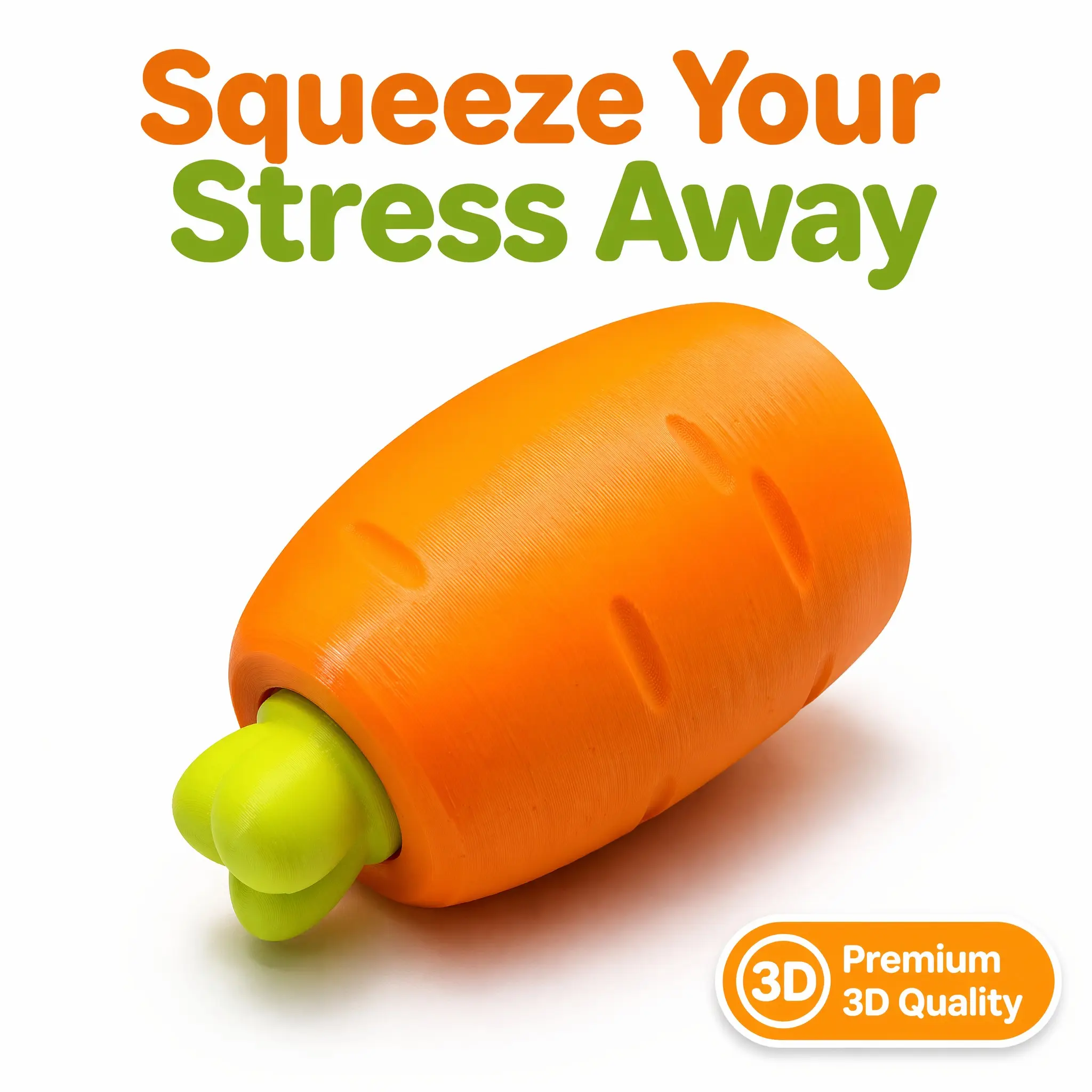 3D Printed Stress Relief Carrot Toy, Mini Pressable Decorative Item, Cute Home Office Decoration, Holiday Gift Idea, Slight Print Imperfections