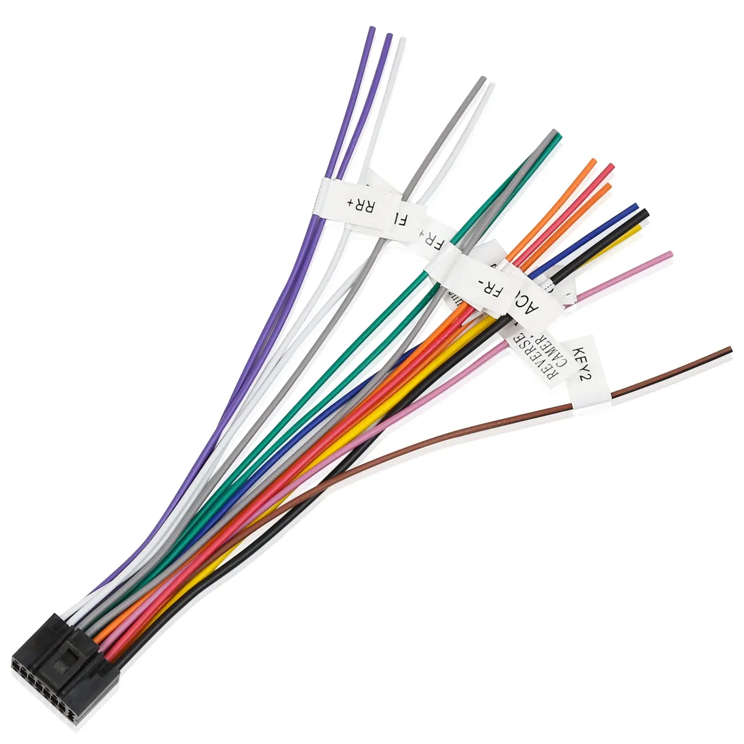 16Pin Android Radio Wiring Harness Adapter, Pre-Stripped Copper Core Power Supply for DC 12V Cars Radio Install, ISO Plug Connector Fit for In-Dash Navigation Unit CD DVD Player