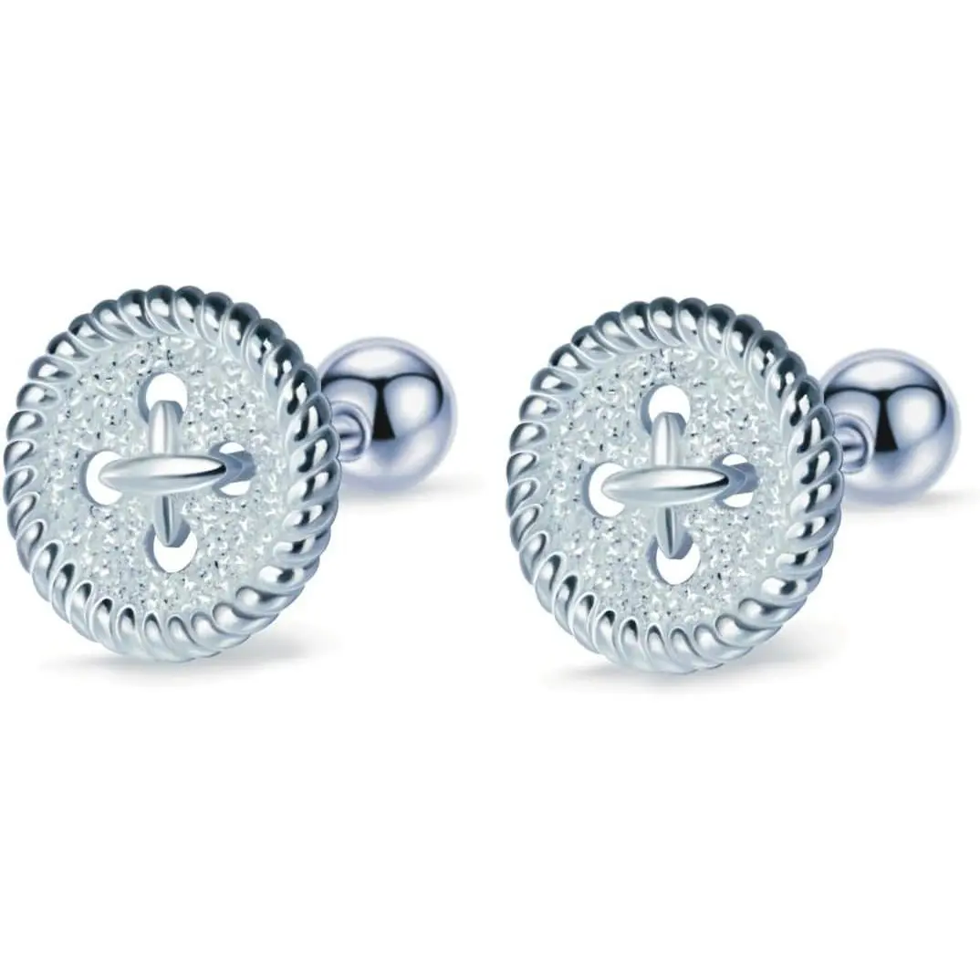 S925 Sterling Silver Coraline Button Stud Earrings Screw Back