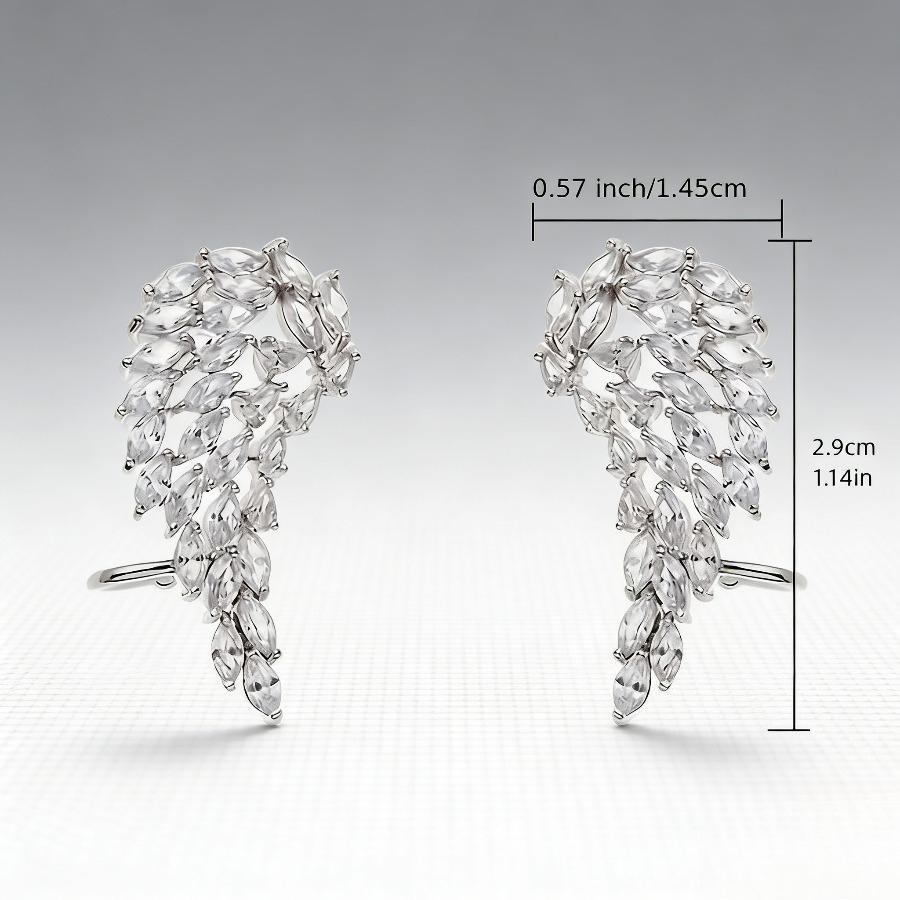 Sparkling Micro-Inlaid Cubic Zirconia Angel Wings Statement Earrings for Women - Bridal Wedding Jewelry, - Valentine’s Day Gift