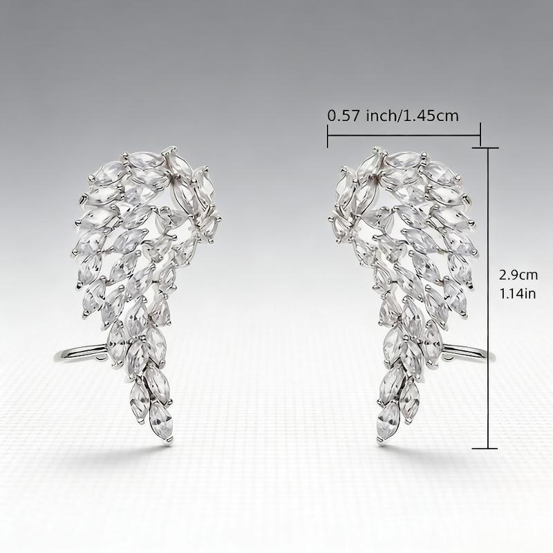 Sparkling Micro-Inlaid Cubic Zirconia Angel Wings Statement Earrings for Women - Bridal Wedding Jewelry, - Valentine’s Day Gift