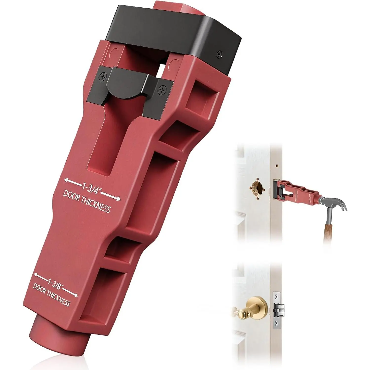 Door Latch Mortise Tool for Scoring and Chiseling, Stainless Door Latch Mortise Tool Fits for 1-3/8" or 1-3/4" Thick Wooden Door, Door Latch Mortise Installation Tool