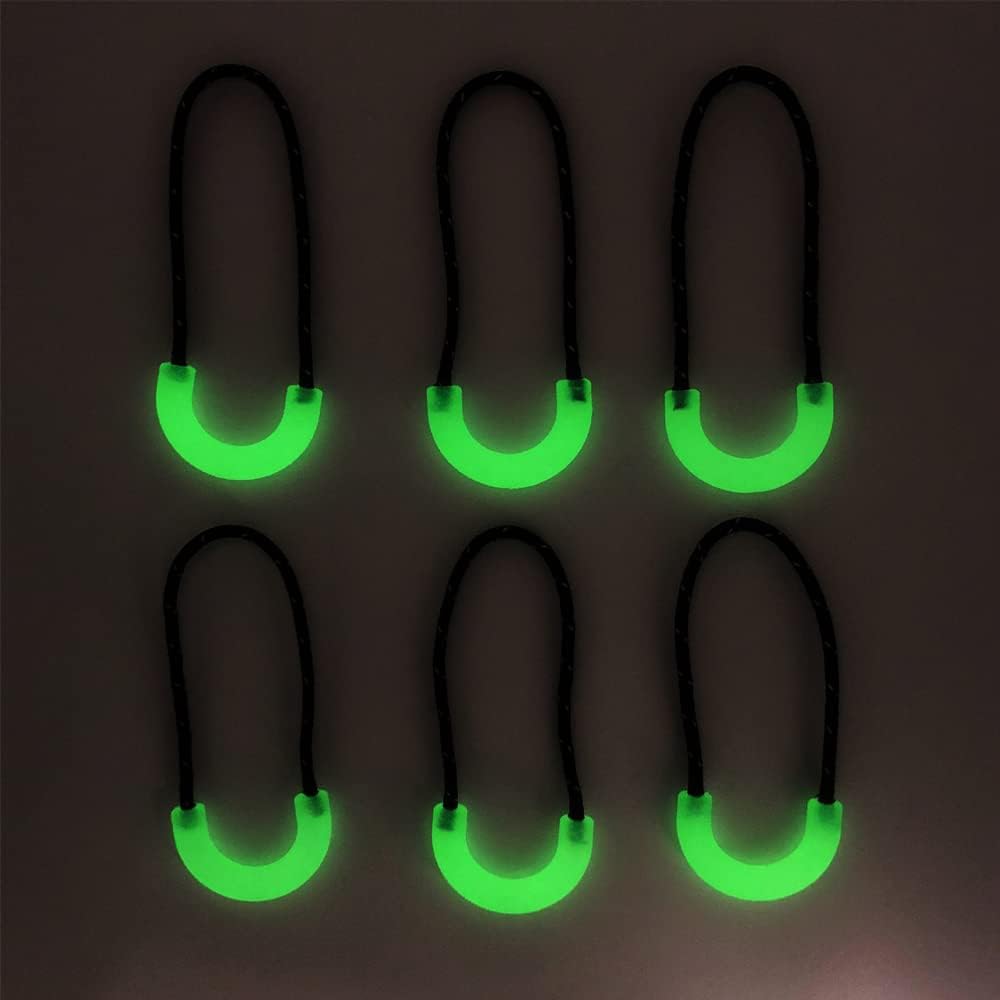 20 count Heavy Duty U Shape Nylon Zipper Pulls Zipper Tags Zipper Extension Replacement for Cord, Backpacks, Jackets, Traveling Cases, Luggage, Purses, Handbags (Luminous)