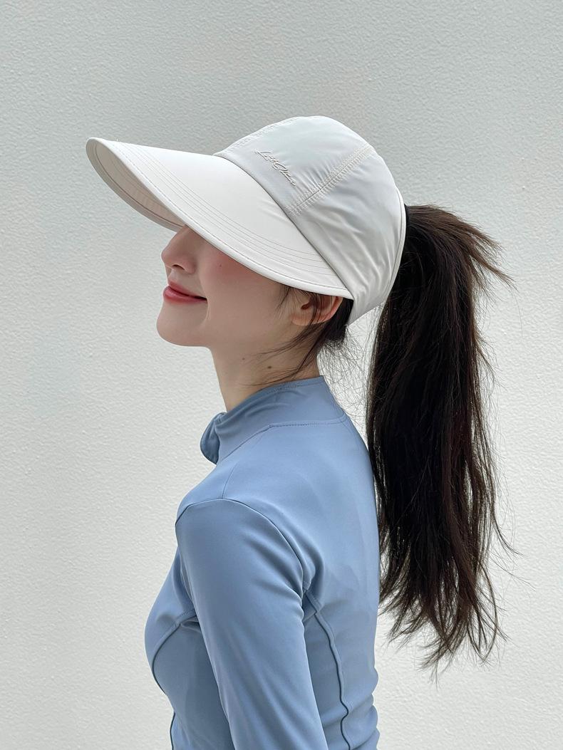 Women'S Wide-Brim Ponytail Sun Hat With Holes, Extra Coverage, Lightweight And Breathable, Suitable For Outdoor Travel, Beach Excursions, Daily Casual Wear, Unisex, UV Protection Fishing Sun Hat, Adjustable For Summer Leisure