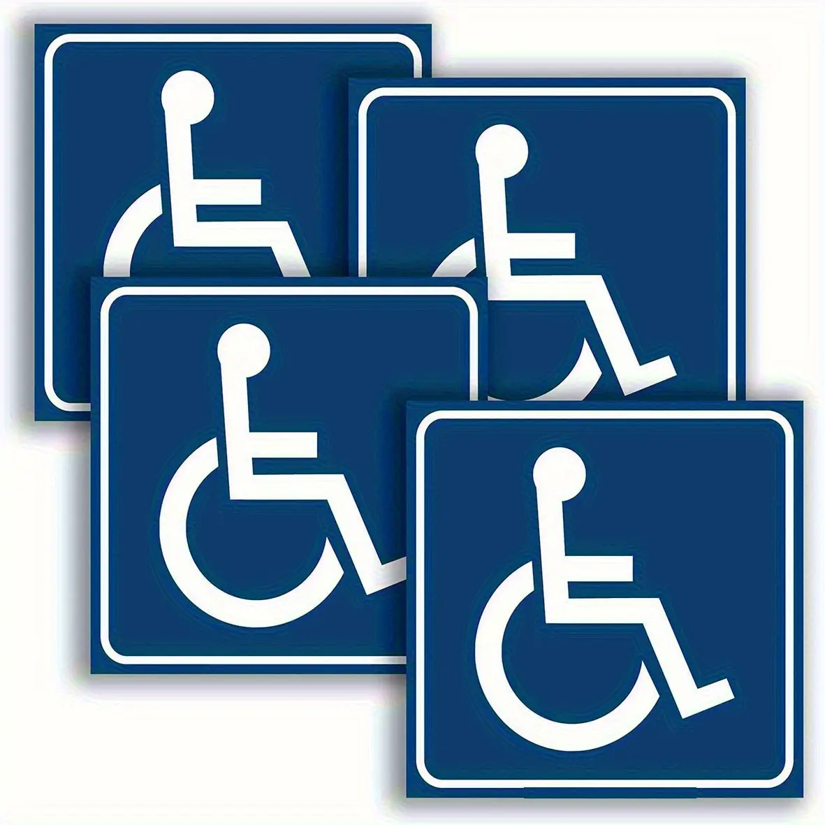 4pc Wheelchair Accessible Stickers, Ada Compliant Vinyl Decals, High-Quality Laminated Handicap Symbols, Vehicle Accessibility Signs