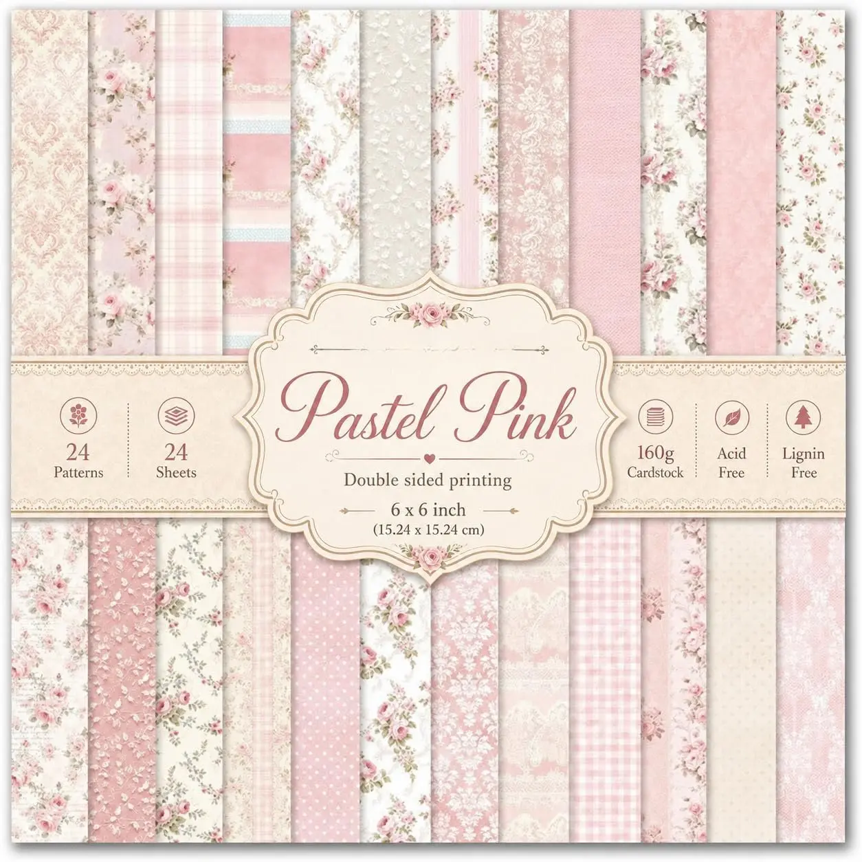 Floral  Scrapbook Paper Pad, 6x6 Aesthetic Craft Paper, 24 Sheets Double-Sided Decorative Patterned Decorative Junk Journal Supplies for  Media, Card Making, Decoupage & DIY Art