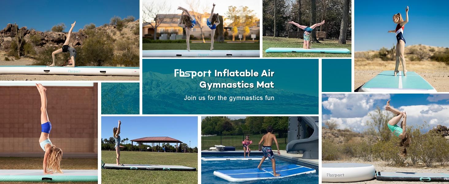FBSPORT Inflatable Gymnastics Mat Training Mats 4/8 inches Thickness Air Tracks for Home Use/Training/Cheerleading/Yoga/Water with Pump FBSPORT Inflatable Gymnastics Mat Training Mats 4/8 inches Thickness Air Tracks for Home Use/Training/Cheerleading/Yoga/Water with Pump