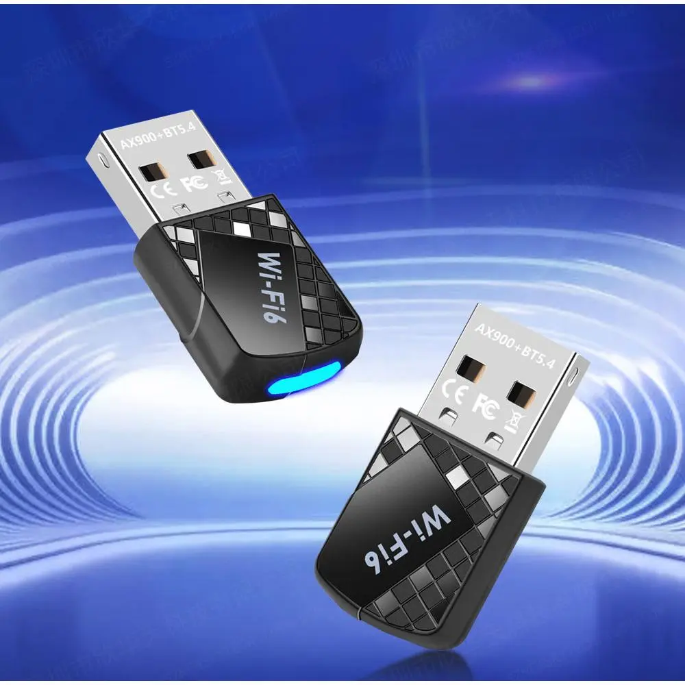 WiFi 6 (802.11ax) Dual Band USB Wireless Adapter (900Mbps) with Bluetooth 5.4, Driver-Free Plug-and-Play, Compact Form, TWT, Auto-Reconnect, Low-Latency, Windows/Linux Compatibility, Lossless Audio Support, Color Box, User Manual for Desktop Users