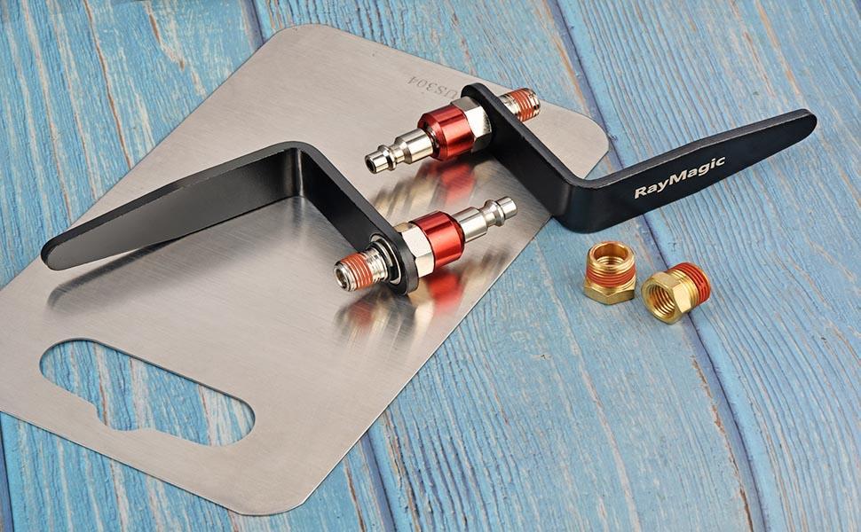 Steel Pneumatic Tool Rafter Hook Hanger, Lightweight, Durable,Reusable Metal Organaizer Adjustable Easy Install Hooks with 1/4" Air Tool Swivel Fitting, for Air Nailer, 1-Piece Brass Fitting