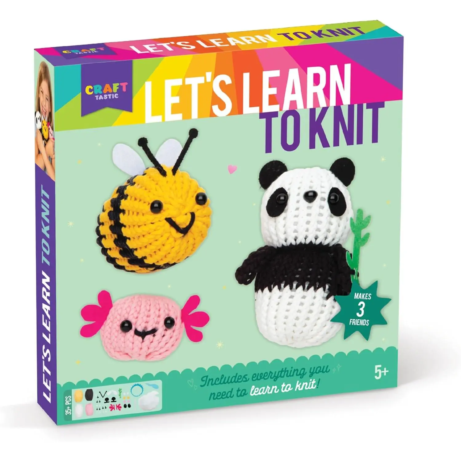 Complete Knitting Kit for Beginners, Kids Arts & Crafts Toy Supplies with Easy-to-Follow Instructions, Suitable for Ages 5+