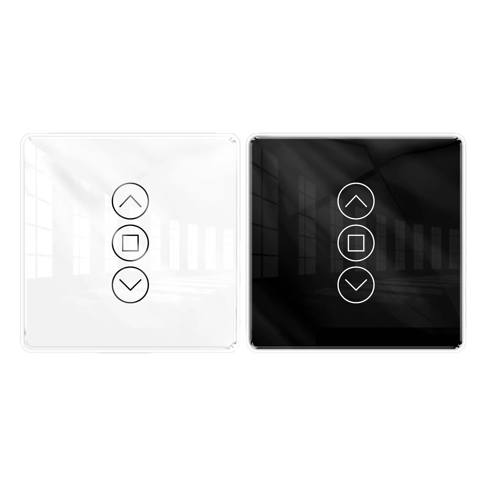 Tuya WiFi Smart Wall-Mounted Plastic Curtain Switch - 8.6x8.6cm Compact Design, High-Quality Materials, Tuya System, Quick Wireless Connection, App Auto Timing, Voice Control, Free Position Adjustment for Smart Home Automatic Curtain Control Systems, Smar