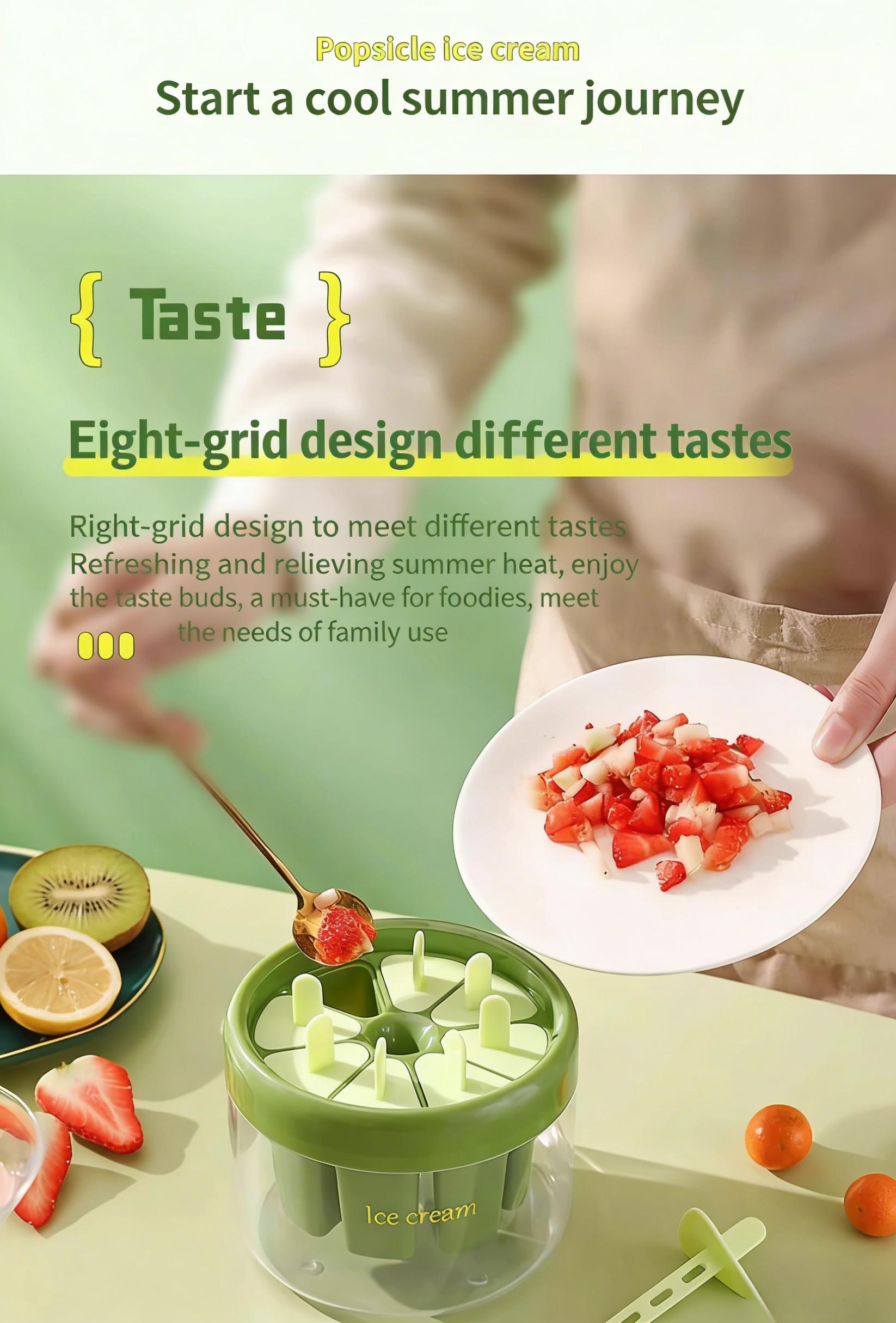 2PCS Reusable Popsicle Molds with Lids, Food Safe Ice Cream Tray for Home Kids Use