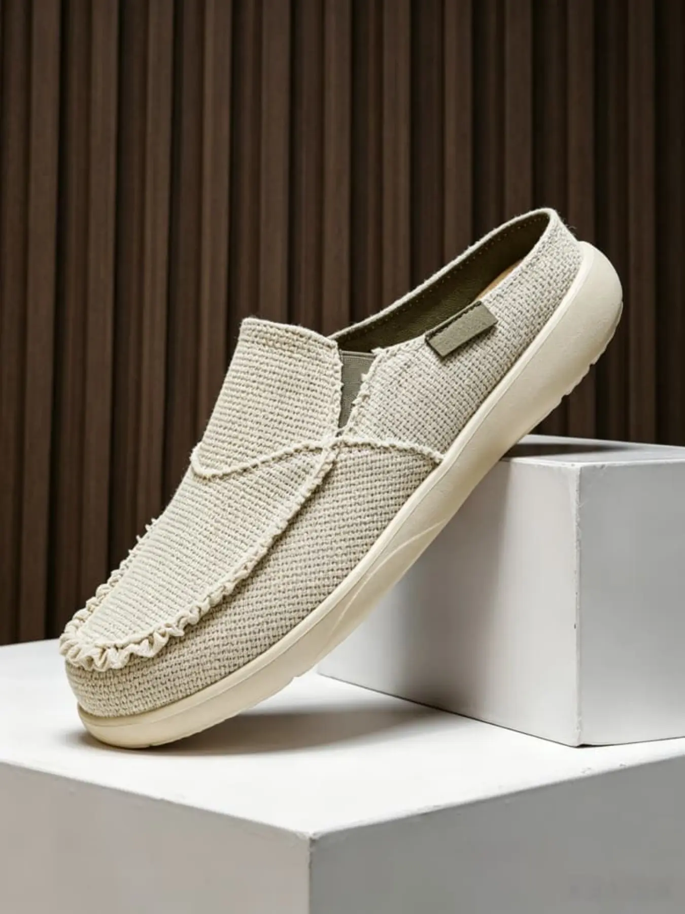 Men's Canvas Slip-On Mules, Breathable Textile Upper, Retro Edge Design, Lightweight Eva Sole, All Seasons Casual Walking Shoes, Sizes 39-47