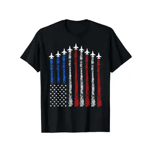 Boy's Girl's T-shirt Boys' Patriotic USA Flag & Fighter Jet Graphic T-Shirt